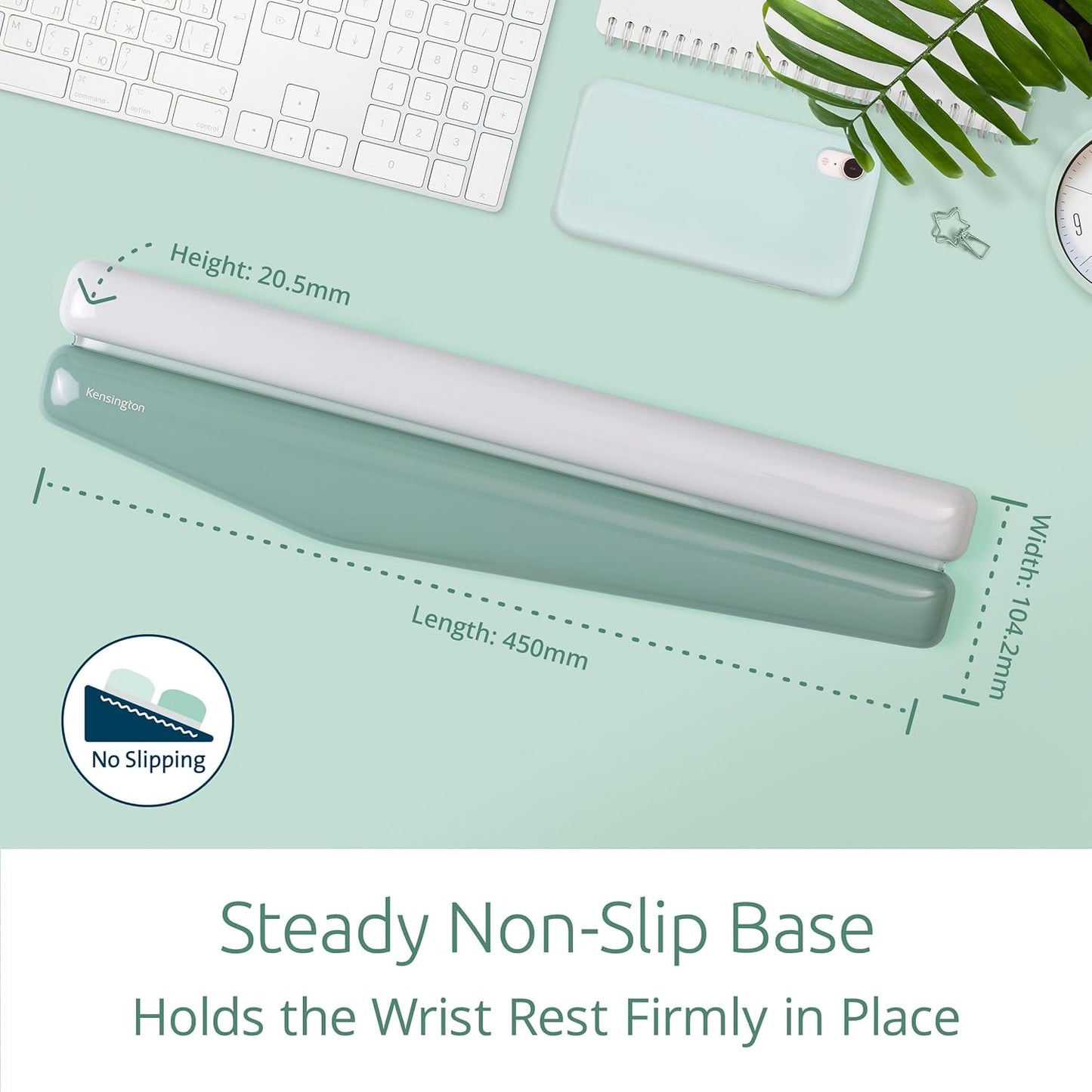 Kensington Mouse Wrist Rest Gel Support Cushion for Mice & Trackballs, Duo Gel Ergonomic Mouse Wrist Support for Pain Relief, Comfortable Non-Skid, Loop Green, 7.4" x 3.27" x 0.7" K62829WW