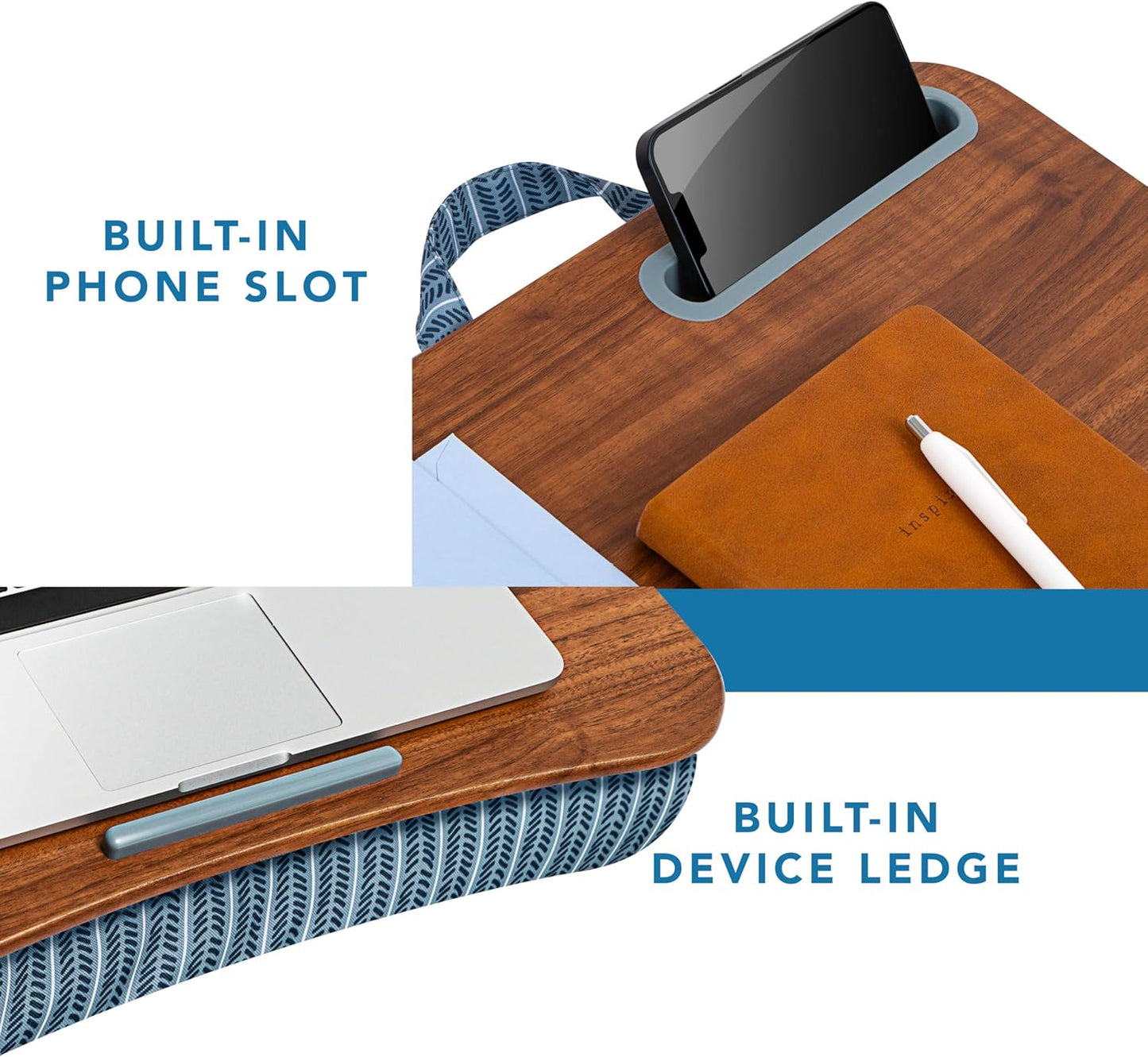 LAPGEAR Designer Lap Desk with Phone Holder and Device Ledge - Arrow Stripes - Fits up to 15.6 Inch Laptops - Style No. 45411