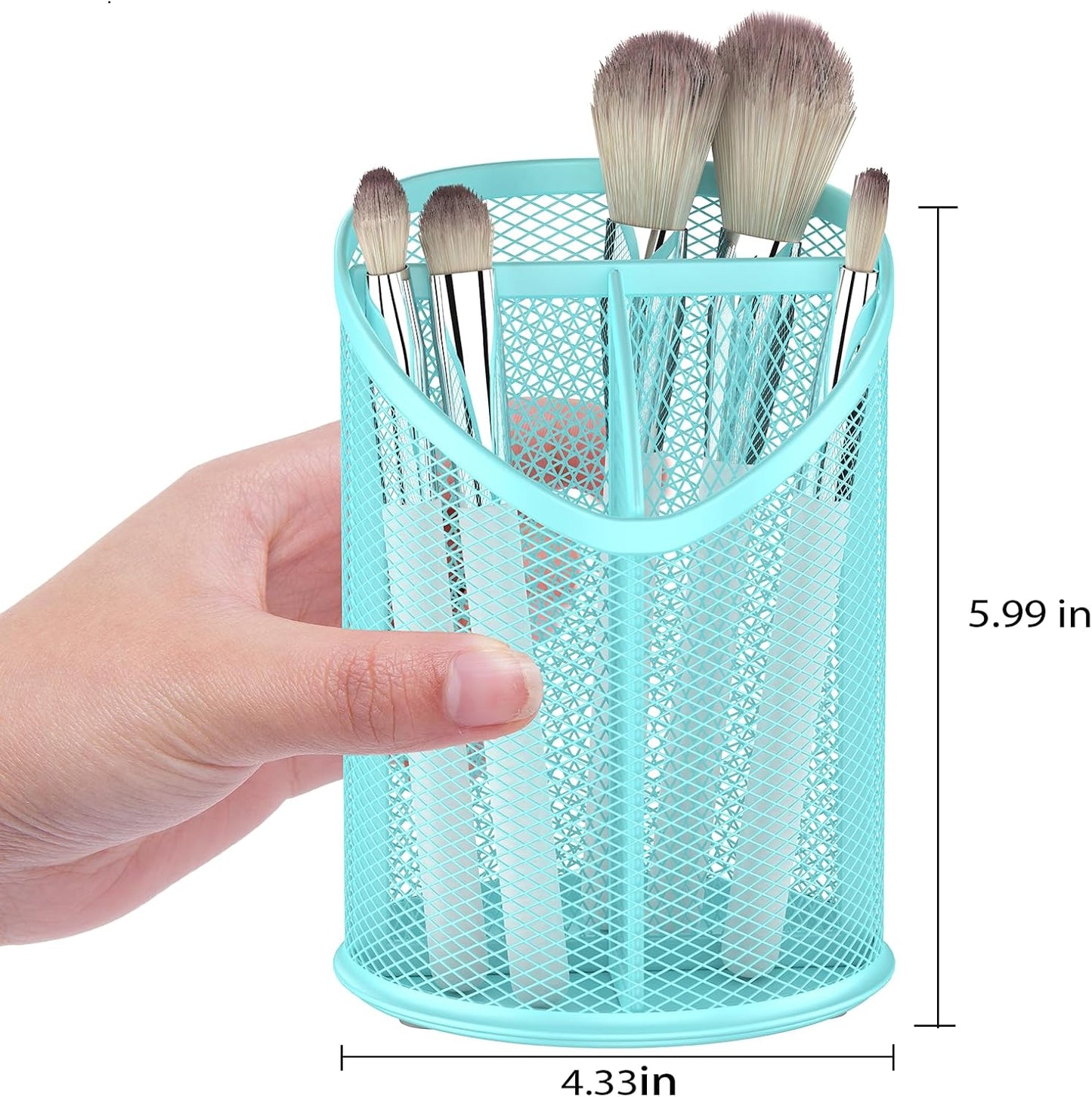 Delifox 2 Pack Pen Holder Mesh Round Pencil Holder Desktop Organizer 3 Compartments, Black