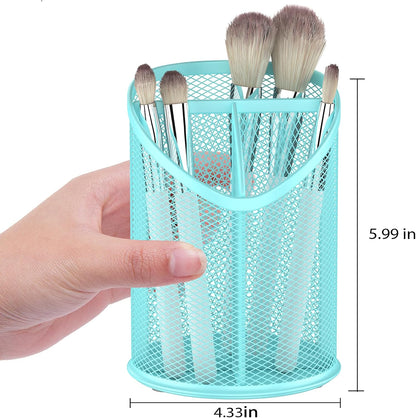 Delifox 2 Pack Pen Holder Mesh Round Pencil Holder Desktop Organizer 3 Compartments, Black