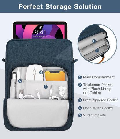 MoKo 13 Inch Tablet Sleeve Bag, Fits with 13 Inch New iPad Pro M5 & Air M4/M3, iPad Pro 12.9 M2&M1,Surface Laptop Go 12.4,Galaxy Tab S8+/S9+ 12.4,Handle Carrying Case with Shoulder Strap,Black &Gray