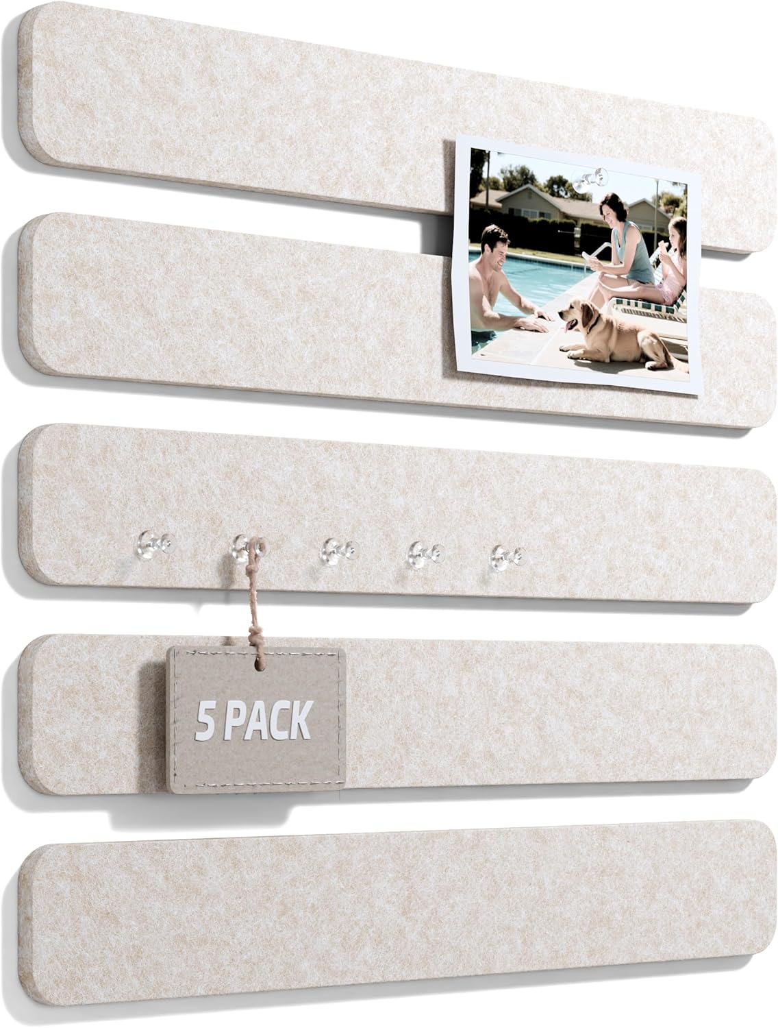 Fluxynara Cork Board Alternative Felt Strip Board 8-Pack 13"x2", Office Pin Board with 50 Push Pins, Adhesive Install for Bedroom Door & Home Office(Linen Dusk)