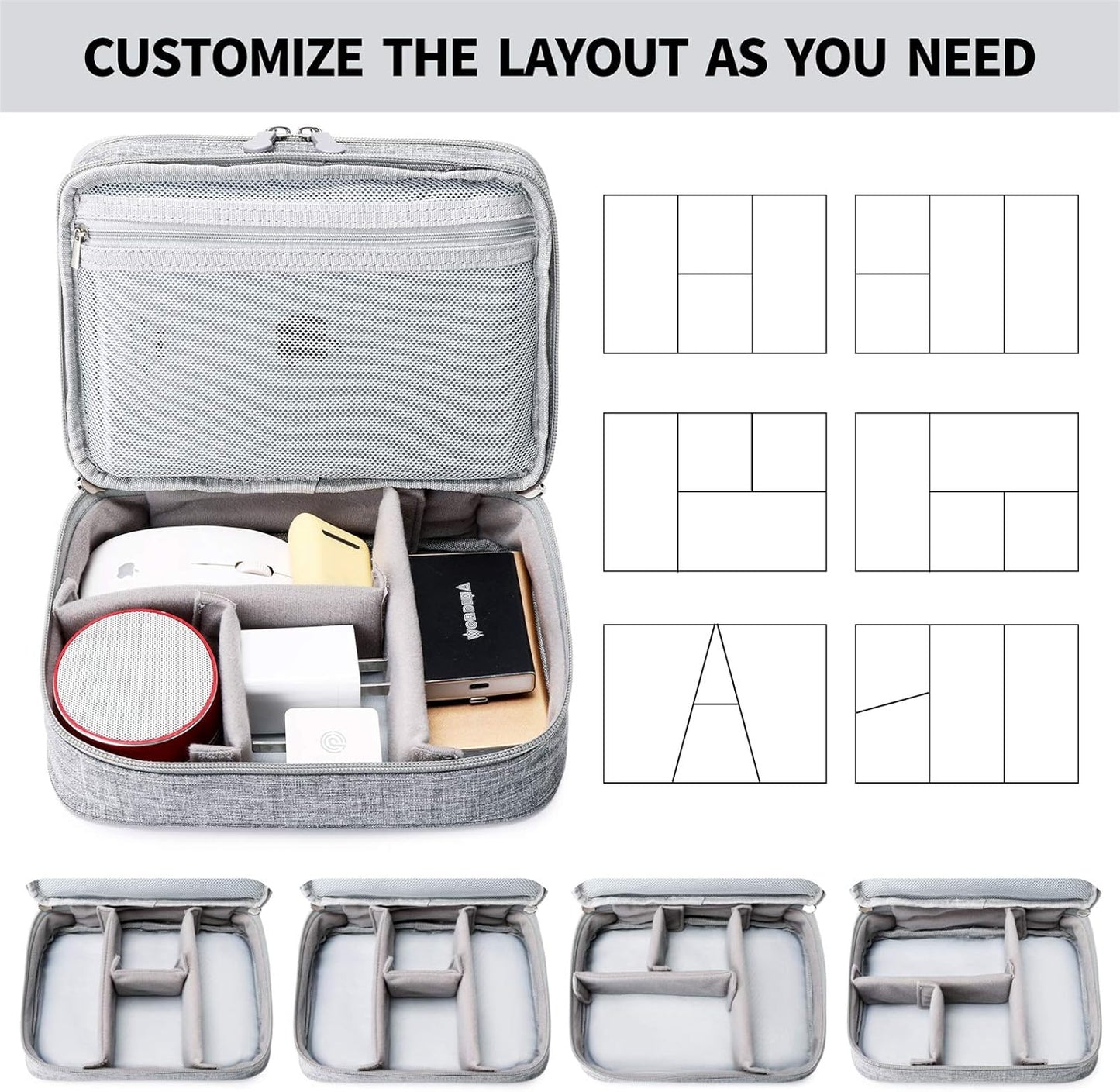 Lanola Travel Cable Organizer Bag, Electronic Accessories Case Portable Double Layer Cable Storage Bag for Cord,phone,Charger, Flash Drive, Phone, SD Card,Personal Items - (Purple)