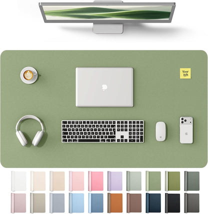YSAGi Leather Desk Pad Protector, Large Mouse Pad, Non-Slip PU Leather Desk Blotter, Waterproof Writing Pad for Office and Home (31.5" x 15.8", Eggshell) - Colors A