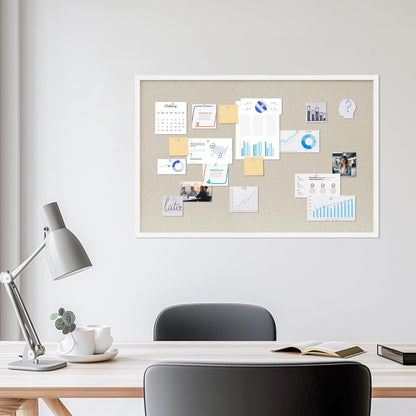 DAHAPYBOO Cork Board with Linen White,Bulletin Board 17"x12" Hanging Corkboards for Office Home School Message Board or Vision Board Decoration.