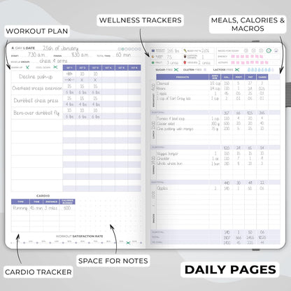 Clever Fox Fitness & Food Journal – Nutrition & Workout Planner for Women & Men – Diet & Gym Exercise Log Book with Calendars, Diet & Training Trackers - Undated, A5 Size, Hardcover (Forest Green)