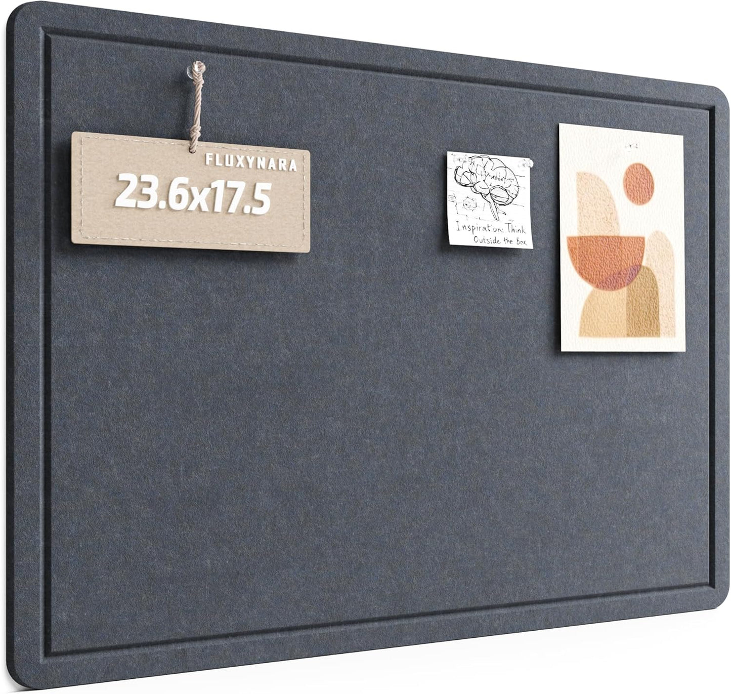 Fluxynara Bulletin Board, 23.6" x 17.5" Cork Board Alternative with 12 Safe Removable Adhesive Tabs, Foldable Felt Pin Board for Home Office, Classroom, Bedroom,Entryway for Walls—Sage