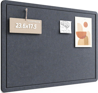 Fluxynara Bulletin Board, 23.6" x 17.5" Cork Board Alternative with 12 Safe Removable Adhesive Tabs, Foldable Felt Pin Board for Home Office, Classroom, Bedroom,Entryway for Walls—Sage