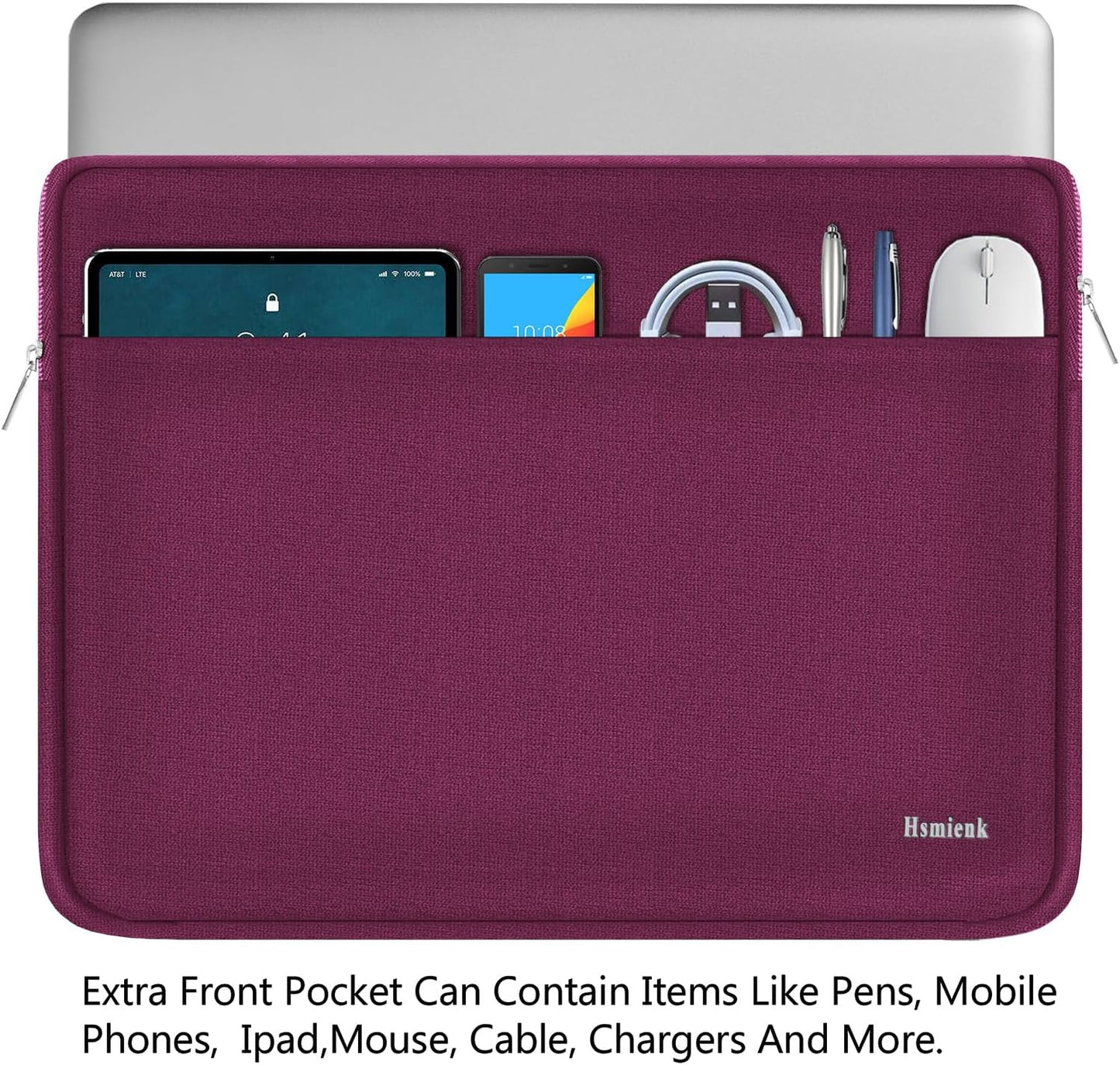 Laptop Case Sleeve 15.6 inch, Shockproof Protective Notebook Case with Accessory Pocket, Briefcase Carrying Laptop Cover for 15.6" HP, ASUS, Dell, Lenovo, Acer, Black