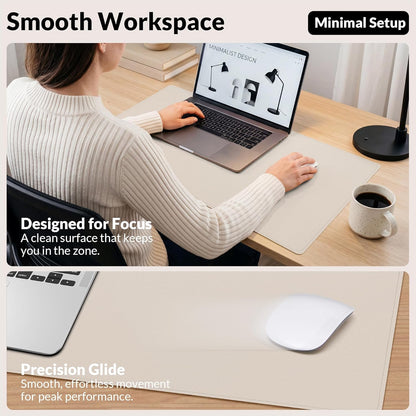 AFIING Large Desk Mat 47" x 17", Dual-Sided Natural Cork & PU Leather Desk Pad, Non-Slip Waterproof Mouse Pad for Office, Home & Gaming, Black
