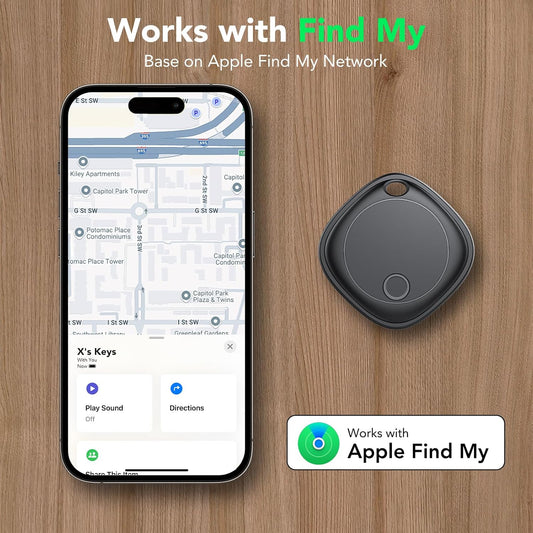Air Tracker Tags-4 Pack, Bluetooth Tracker Works with Apple Find My APP (iOS Only), Bluetooth Smart Air Tag Keys Finder and Item Locator for Keys, Bags, Luggage, Wallet, Replaceable Battery