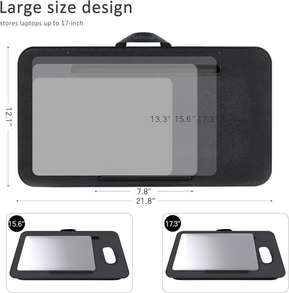 Lap Desk with Cushion, Fits up to 17 inch Laptop, Pillow Designed, Portable Laptop Stand with Tray, Pad & Phone Holder, Home Office for Bed/Couch/Car/Reading/Writing,MillHome (Black)