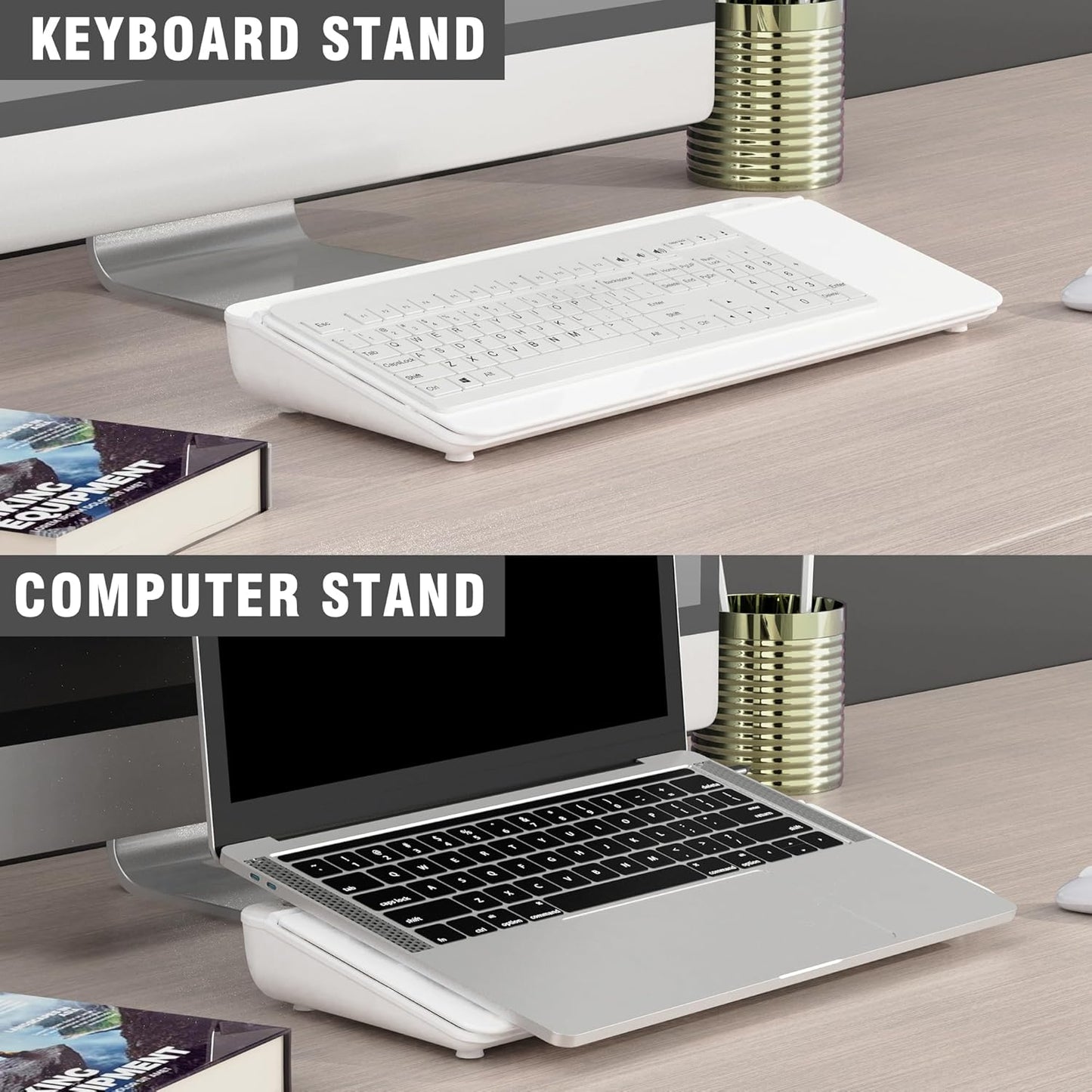 SELEAD Desktop Glass Whiteboard with Wireless Charger Station, Dry Erase Board Computer Pad Keyboard Stand with Organizer for Home, School, Office Desk Accessories, Black