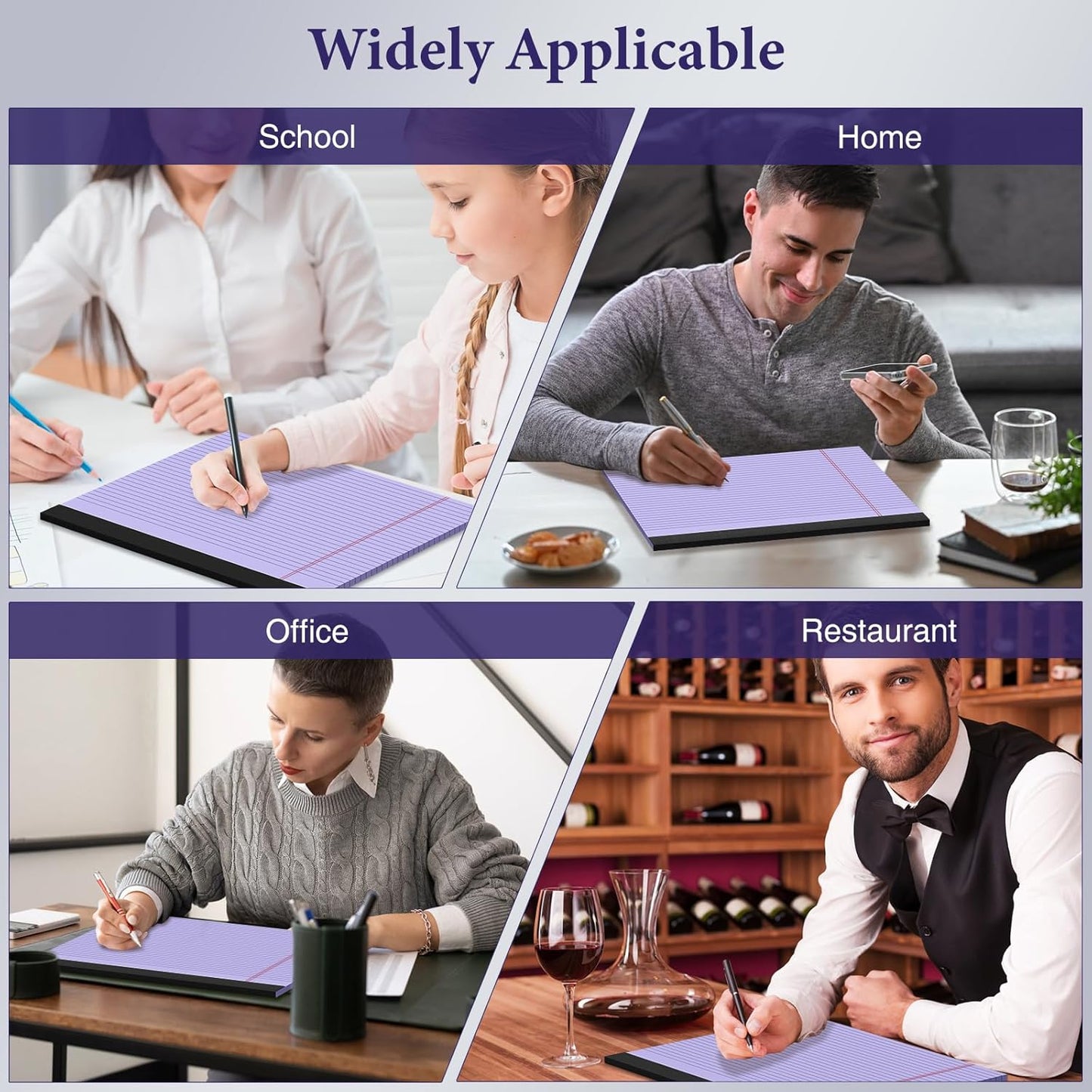 2 Pcs Note Pads 11" x 9.5" Legal Pads College Ruled Notepad Micro Perforated Writing Pads White Lined Paper 80GSM College Ruled Paper Pad of Paper 30 Sheets Notebook for School, To-Do Lists, Office