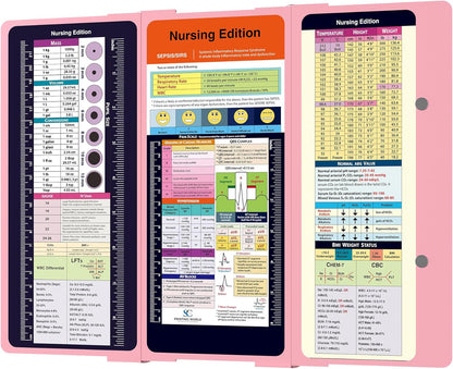 Nursing Clipboard Foldable with Medical Edition Cheat Sheets, 3 Layers Aluminum Foldable Clipboard for Nursing, Notepad for Students, Nursing School Essentials (Black)