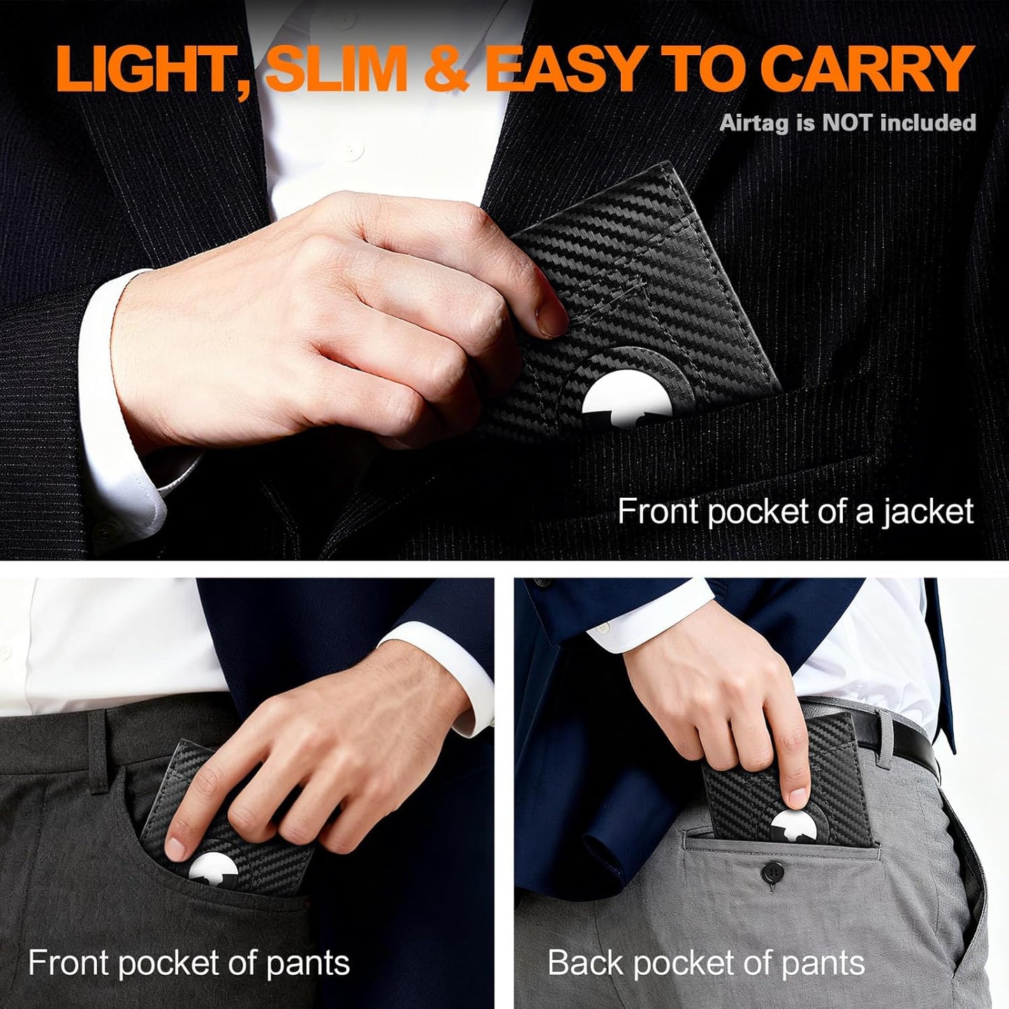 Wallet for Men Slim RFID Blocking Bifold Carbon Fiber,Minimalist Small Compact Front Pocket Credit Card Holder,Thin Mens Leather Wallets Smart Security With 2 ID Windows 1 Cash,Birthday Gifts for Men