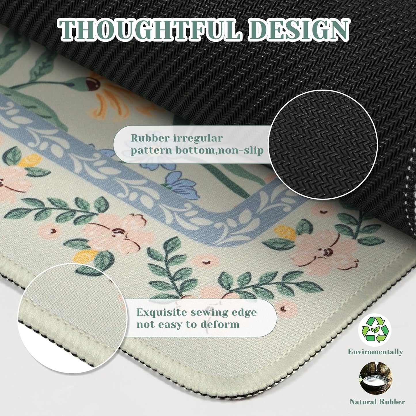 iCasso Desk Mat for Keyboard and Mouse, Large Mouse Pad, Desk Pad Mat, Anti-Slip Big Mousepad with Stitched Edges for Computer Desktop(Deep Green)