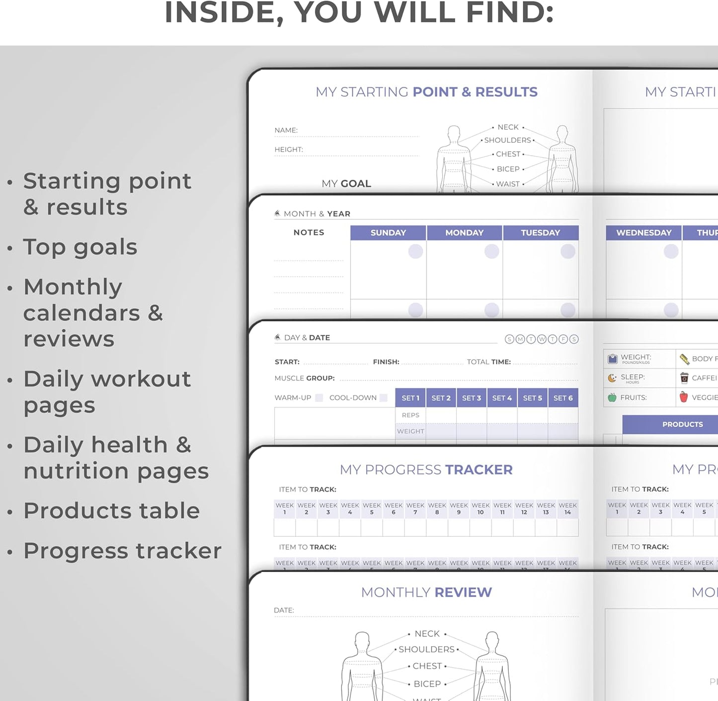 Clever Fox Fitness & Food Journal – Nutrition & Workout Planner for Women & Men – Diet & Gym Exercise Log Book with Calendars, Diet & Training Trackers - Undated, A5 Size, Hardcover (Forest Green)