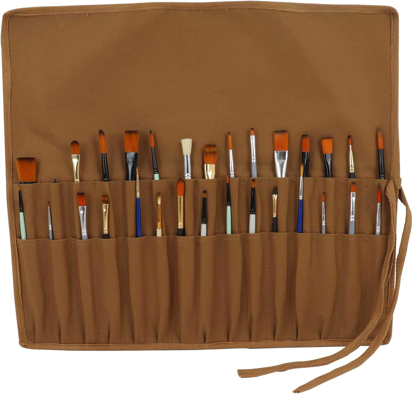 Liquidraw 30 Pocket Canvas Paint Brush Holder - Natural | 21" x 18" | Roll Up Brush Storage Pouch | Ideal Case for Paintbrush & Art Tool Storage | Easy to Carry | Also Great for Storing Makeup Brushes