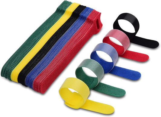 120 Pack Reusable Cable Ties 6 Inch – Multi-Color Hook and Loop Cord Ties for Wire Management – Color-Coded Cable Straps for Electronics, PC, Desk & Gaming Setup
