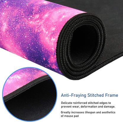 Large Extended Gaming Mouse Pad with Stitched Edges, (31.5X15.7In) Durable Non-Slip Natural Rubber Base, Waterproof Computer Keyboard Pad Mat for Esports Pros/Gamer/Desktop/Office/Home-Black