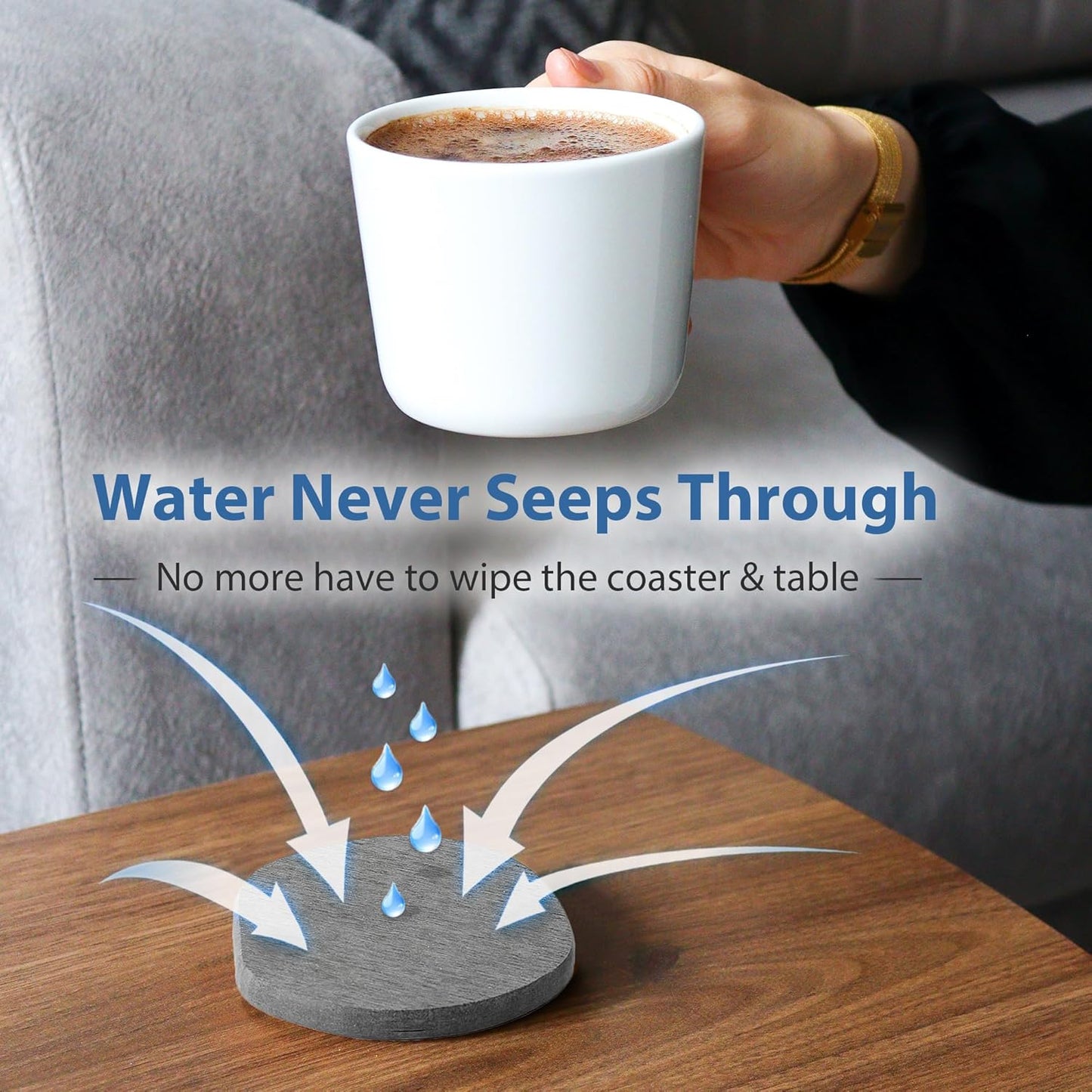 Diatomaceous Earth Coasters Set of 2 for Drinks, Moisture Water Absorbent Stone Coasters for Table Desk at Work, Water Absorbing Instant Drying Diatomite, Modern White