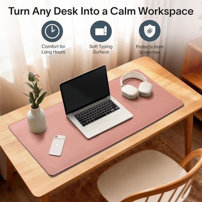 Nordik Felt and Leather Desk Mat - Willow Haze Sage - 35x17 Inch Felt and Vegan Leather Desk Blotter with Document Hideaway - Large Computer Mats for Desktop - Ideal Keyboard Mat for Office and Home