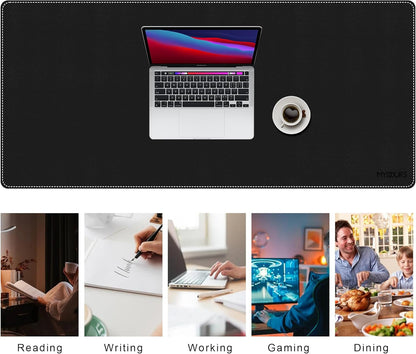 Mydours 40" x 20" Extra Large Desk Mat, PU Leather & Cork Desk Pad, Large XXL Desk Mouse Pad for Workstation, Office, Home, Computer Desk Mat with Keyboard & Mouse (Black)