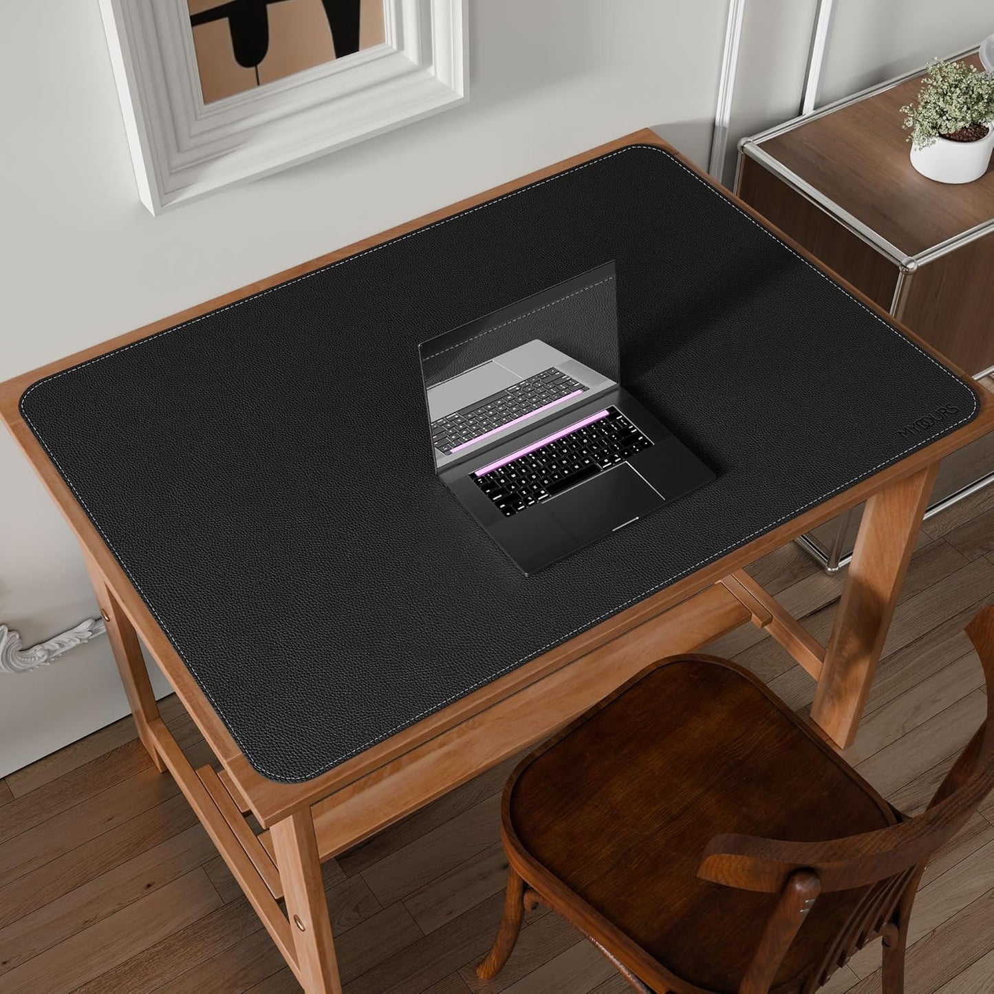 Mydours 40" x 20" Extra Large Desk Mat, PU Leather & Cork Desk Pad, Large XXL Desk Mouse Pad for Workstation, Office, Home, Computer Desk Mat with Keyboard & Mouse (Black)