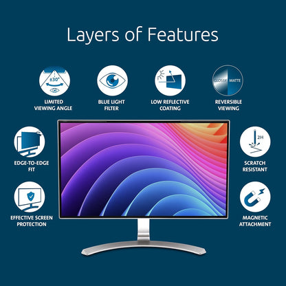 Kensington MagPro™ Magnetic Laptop Privacy Screen 14 inch, Removable 16:9 Laptop Privacy Filter, Anti-Glare, Blue Ray Reduction, Dell Latitude 5420, HP Elitebook 840 G6-G8, Lenovo, Asus (K58352WW)