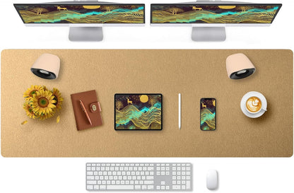 Bloss Leather Desk Pad and Keyboard Wrist Rest, Large Mouse Pad + Keyboard Pad+Mouse Wrist Support, Non-Slip Desk Mat Protector for Office, Home(31.5×15.7 Inches,Beige) - Colors B