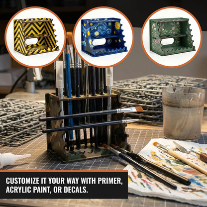 PROSCALE Brush Holder & Tool Organizer for Hobby, Miniatures & Art, Tabletop Paint Station Accessory for Brushes, Hobby Tools and Small Accessories, Clean Desk + Fast Access