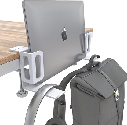 NODOCA 2-Slot Laptop Storage for Desk, Vertical Laptop Stand for Desk, MacBook Vertical Stand, with Headphone Holder, Desk Side Storage for MacBook/Surface/Samsung/HP/Dell[L, Black]