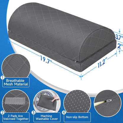 CushZone Foot Rest,Desk & Gaming Accessories,Foot Rest for Under Desk at Work,Comfortable Footrest with 2 Adjustable Heights & Removable Cover, Office Desk Accessories（Gray）