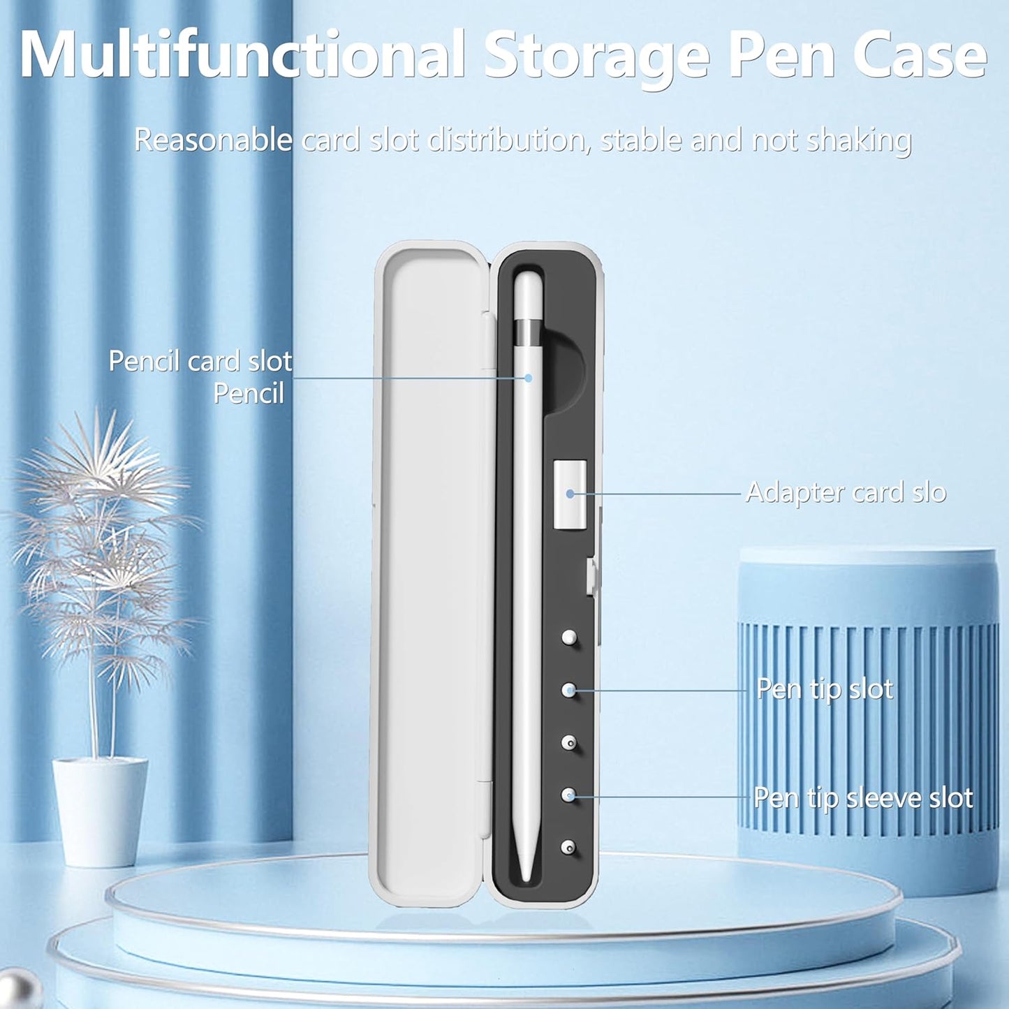 Inesore Pencil Case Compatible with Apple Pencil Pro/1st/2nd Gen/USB-C,Contain 5 Pack for Apple Pencil Tips Replacement Accessories (Purple Silicone Card Slot)