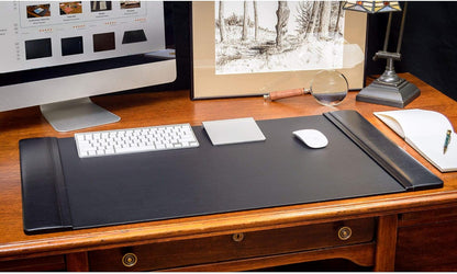 DACASSO Leather Desk Pad with Side Rails - Luxury Leather Desk Blotter for Writing - Executive Desk Surface Protector - (Chocolate Brown, 25.5 x 17.25”)