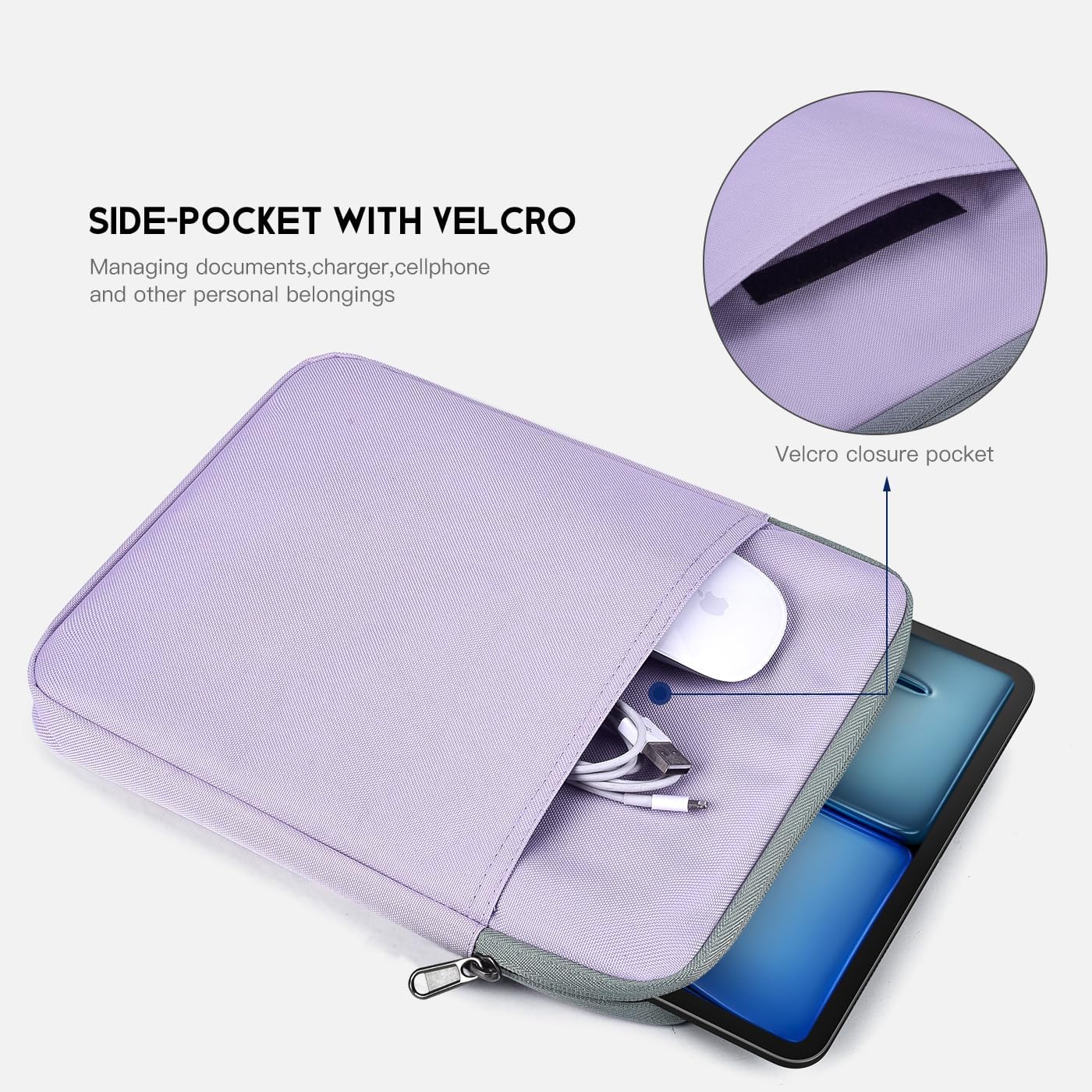 9-11 inch Tablet Sleeve Case for Fire Max 11 Tablet/Kindle Fire HD 10 Plus 10.1", iPad Pro M5 M4 /A16 11-in, iPad Air M2 M3 M4, 10.2 10.5 10.9 iPad Air, Galaxy Tab A9+ Plus, Fit Magic Keyboard -Purple