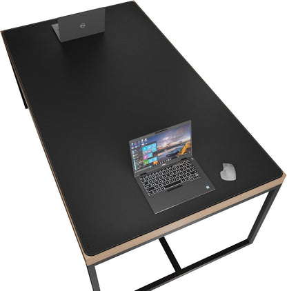 Vyaaa PU Leather & Cork Desk Mat, 39.4"x15.7" Dual Sided Computer Desk mat, Waterproof Large Mouse Pad, Non-Slip Office Desk pad, Office Desk Protector for Work/Gaming/Home (Black)