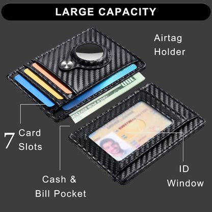 Slim Minimalist Front Pocket Air Tag Wallet, RFID Blocking Card Holder Wallet with Airtag Holder