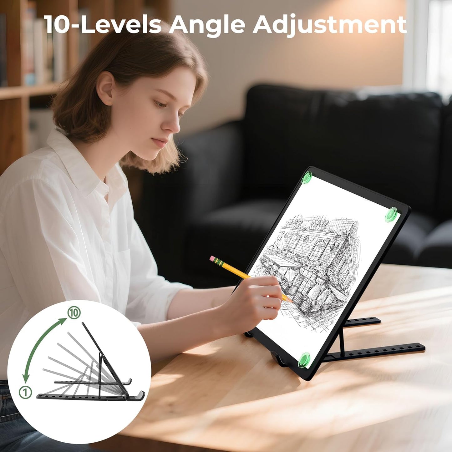Rechargeable A4 Light Box for Tracing,Bawaslom LED Light Pad with Adjustable Stand and Strong Magnets,Ultra-Thin & Bright Tracing Board for Diamond Art,Sketching,Vinyl Weeding,Architectural Design