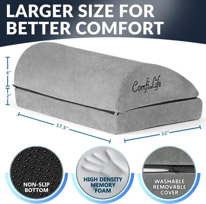 ComfiLife Foot Rest for Under Desk at Work – Adjustable Height Memory Foam Foot Stool for Under Desk, Office Chair & Gaming Chair – Ergonomic Footrest for Back & Hip Pain Relief (Black)
