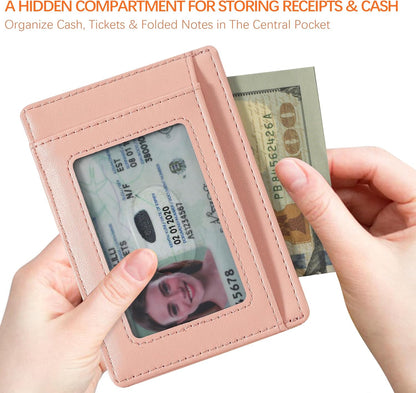 Travelambo Slim Wallet Front Pocket Minimalist Leather RFID Blocking Medium Size