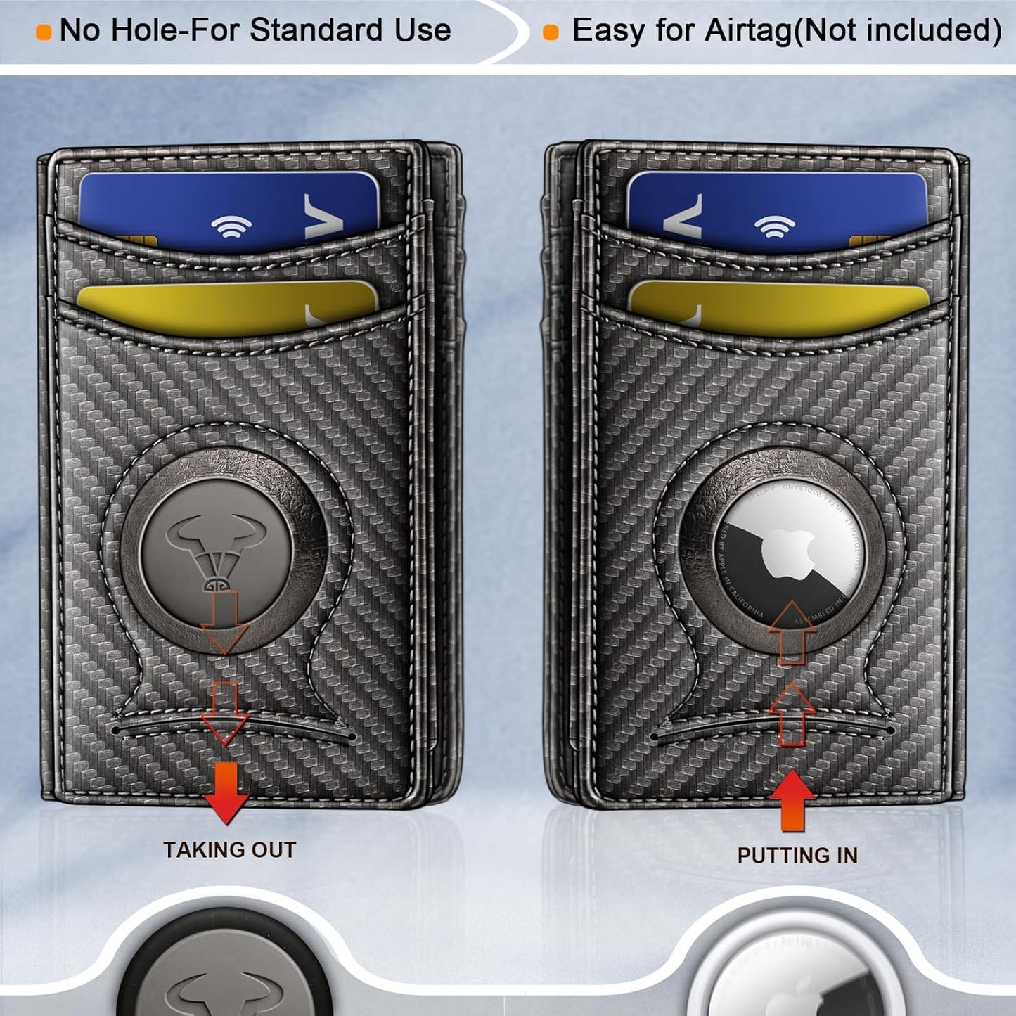 BULLIANT Men Airtag Wallet,Slim Wallet Money Clip Card Holder Magnetic Closure 12 Cards in Front Pocket RFID Blocking