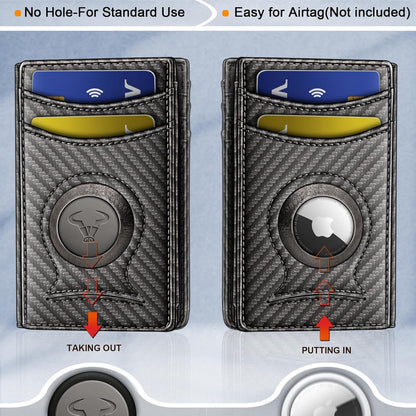 BULLIANT Men Airtag Wallet,Slim Wallet Money Clip Card Holder Magnetic Closure 12 Cards in Front Pocket RFID Blocking