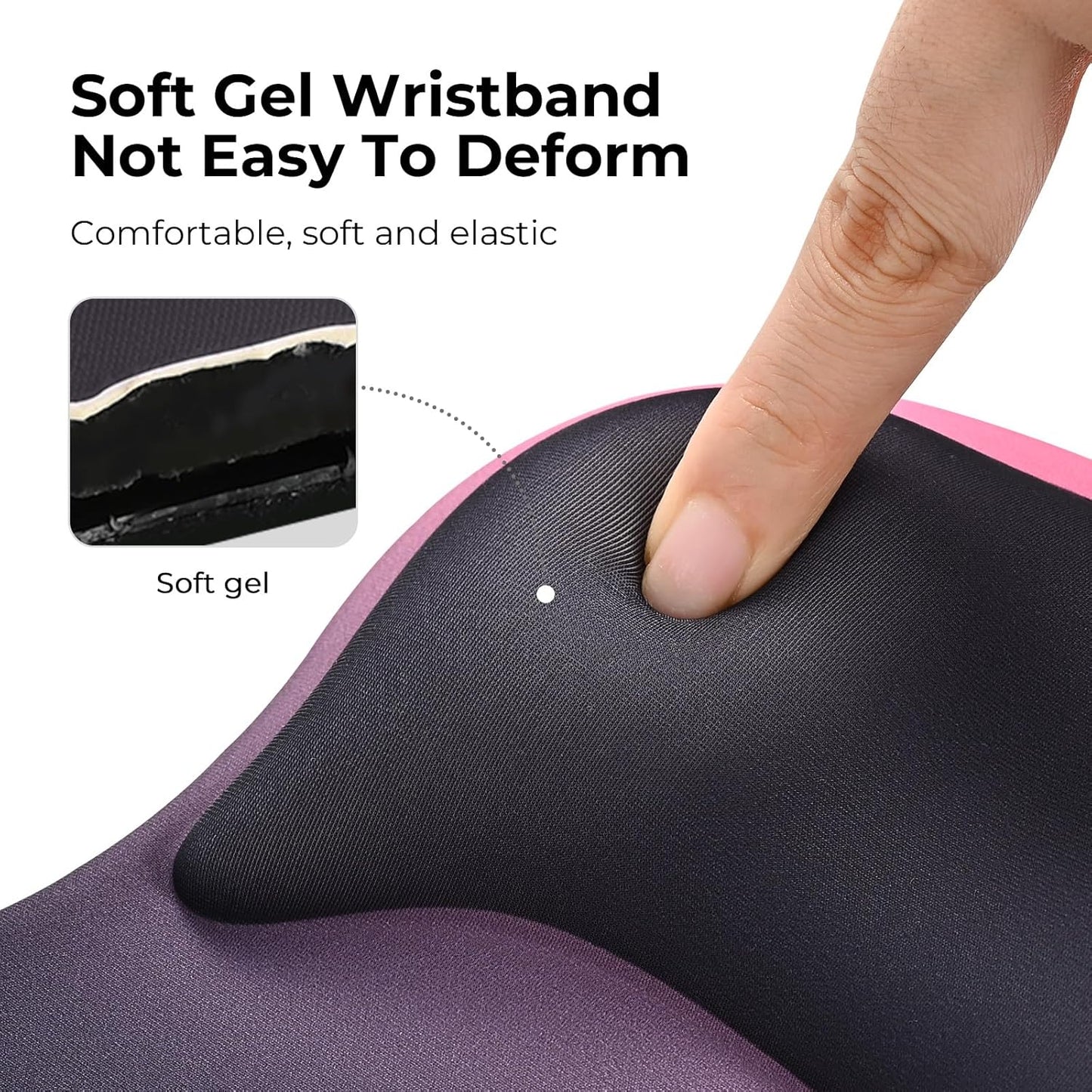 EooCoo Ergonomic Mouse Pad with Gel Wrist Rest Support, Middle Concave Design for Natural Wrist Alignment, Non-Slip Base Mousepad for Laptop, Computer, Office Desk Accessories, Carpal Tunnel Syndrome