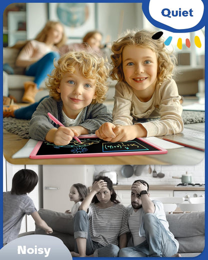 Bravokids 12 Inch LCD Writing Tablet for 3 Year Olds - Electronic Drawing Pad and Doodle Board as Educational Birthday Gifts for Girls and Boys (Pink)