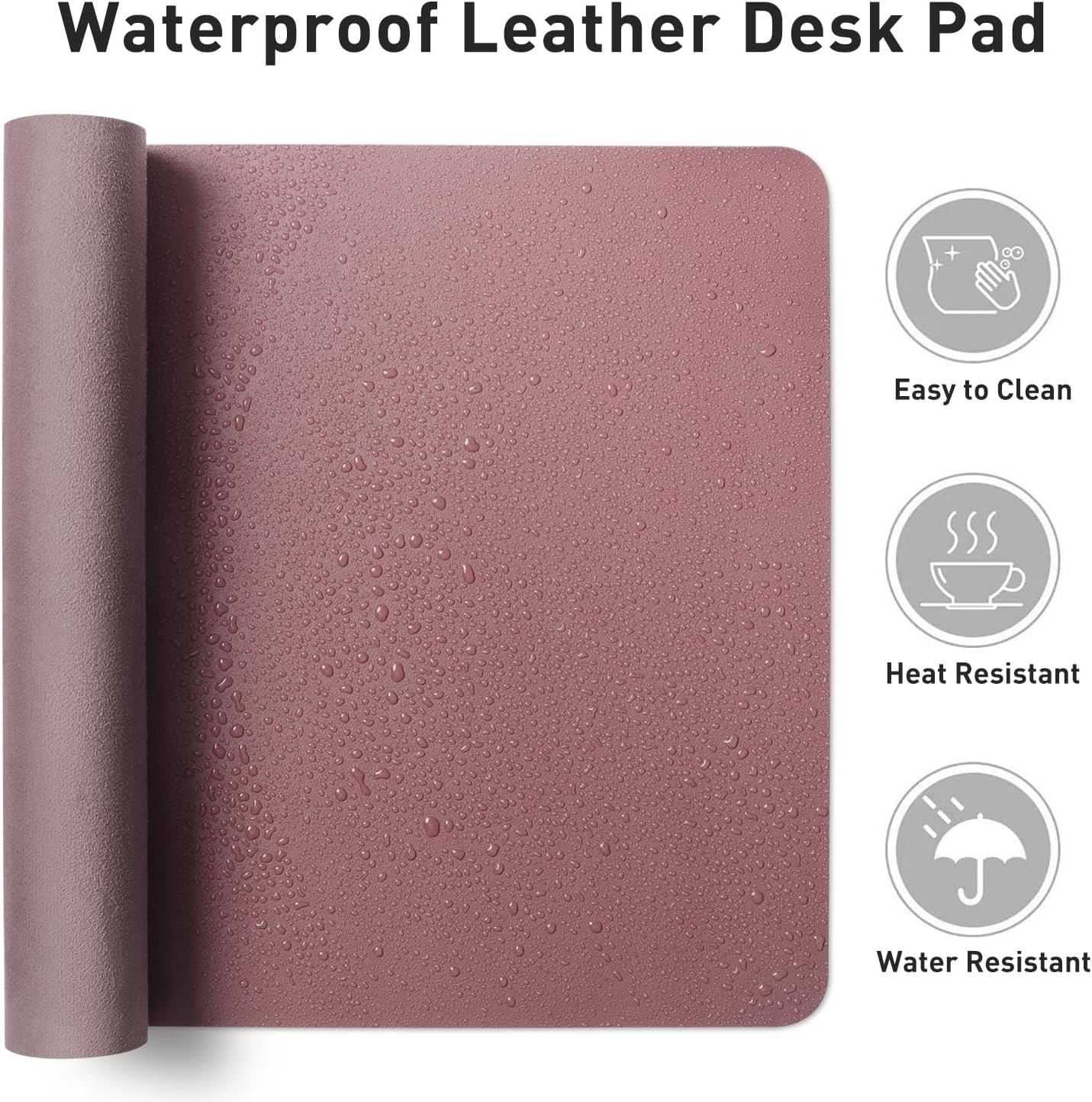 Aothia Leather Desk Pad Protector, Mouse Pad, Office Desk Mat, Non-Slip PU Leather Desk Blotter, Laptop Desk Pad, Waterproof Desk Writing Pad for Office and Home (Black,36" x 17") - Colors B