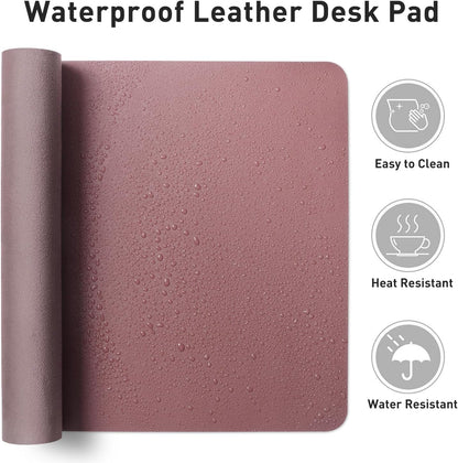 Aothia Non-Slip Waterproof PU Leather Desk Pad Protector for Mouse, Writing Desk, Office, Home, Laptop Blotter, 23.6" x 13.7", Black - Colors B