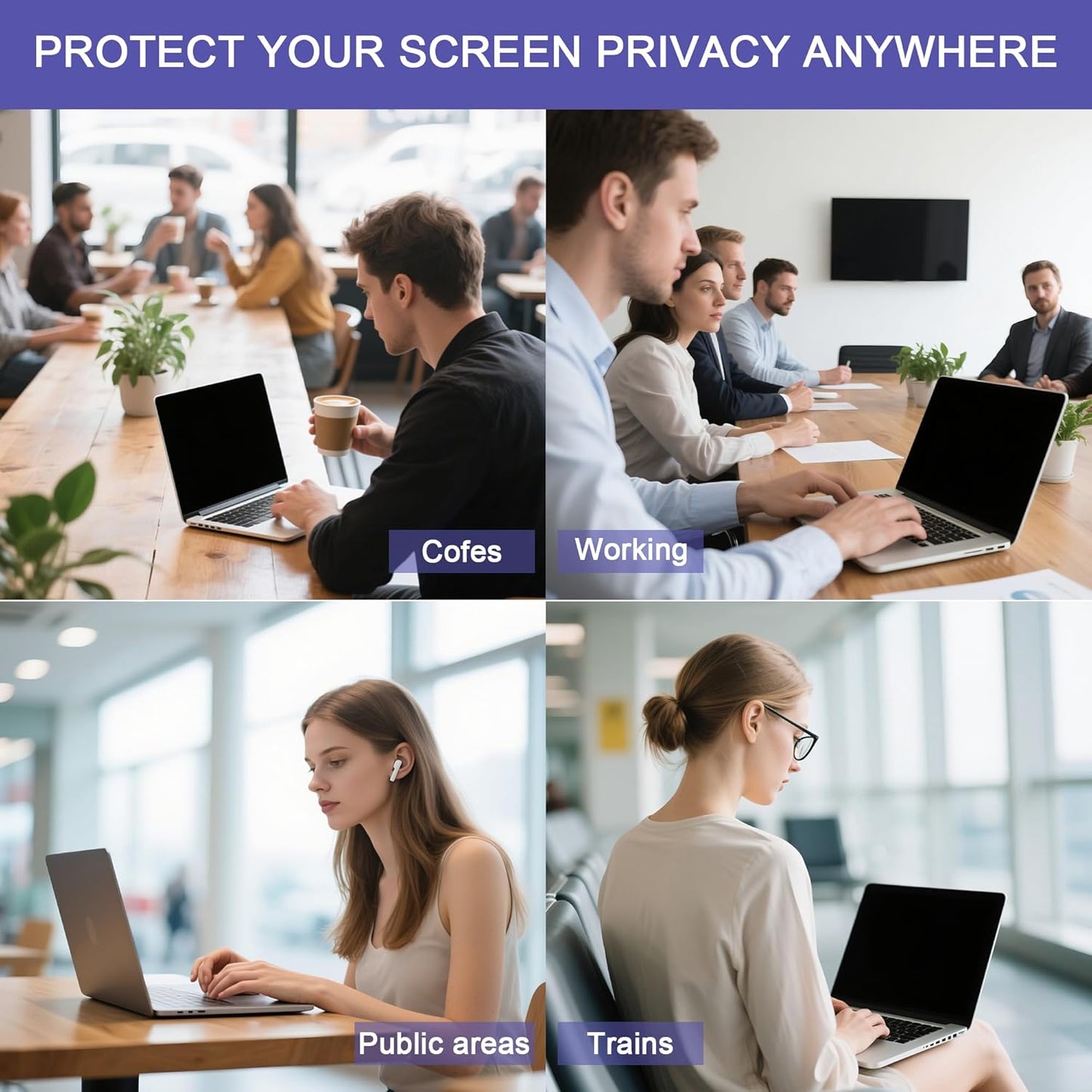 2 Pack Magnetic Hanging Computer Privacy Screen 24 Inch for 16:9 Widescreen Monitor, Removable Privacy Screen Anti Glare Blue Light Computer Screen Privacy Shield, Anti-Scratch 24in Protector Film