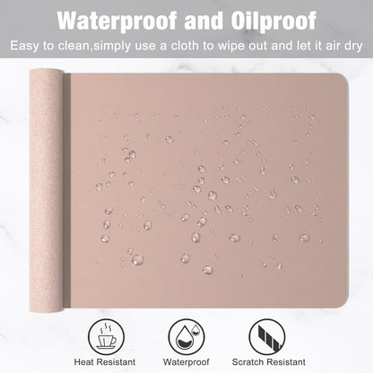 Hsurbtra Desk Pad, 23.6" x 13.8" PU Leather Desk Mat, M Extended Mouse Pad, Waterproof Desktop Blotter Protector, Non-Slip Ultra Thin Small Laptop Keyboard Writing Mat for Office Home, Pink